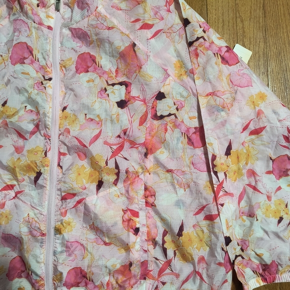 NWT Nanette Lepore Play wind suit zip up rain jacket, women's 2X, floral pink - Picture 4 of 11